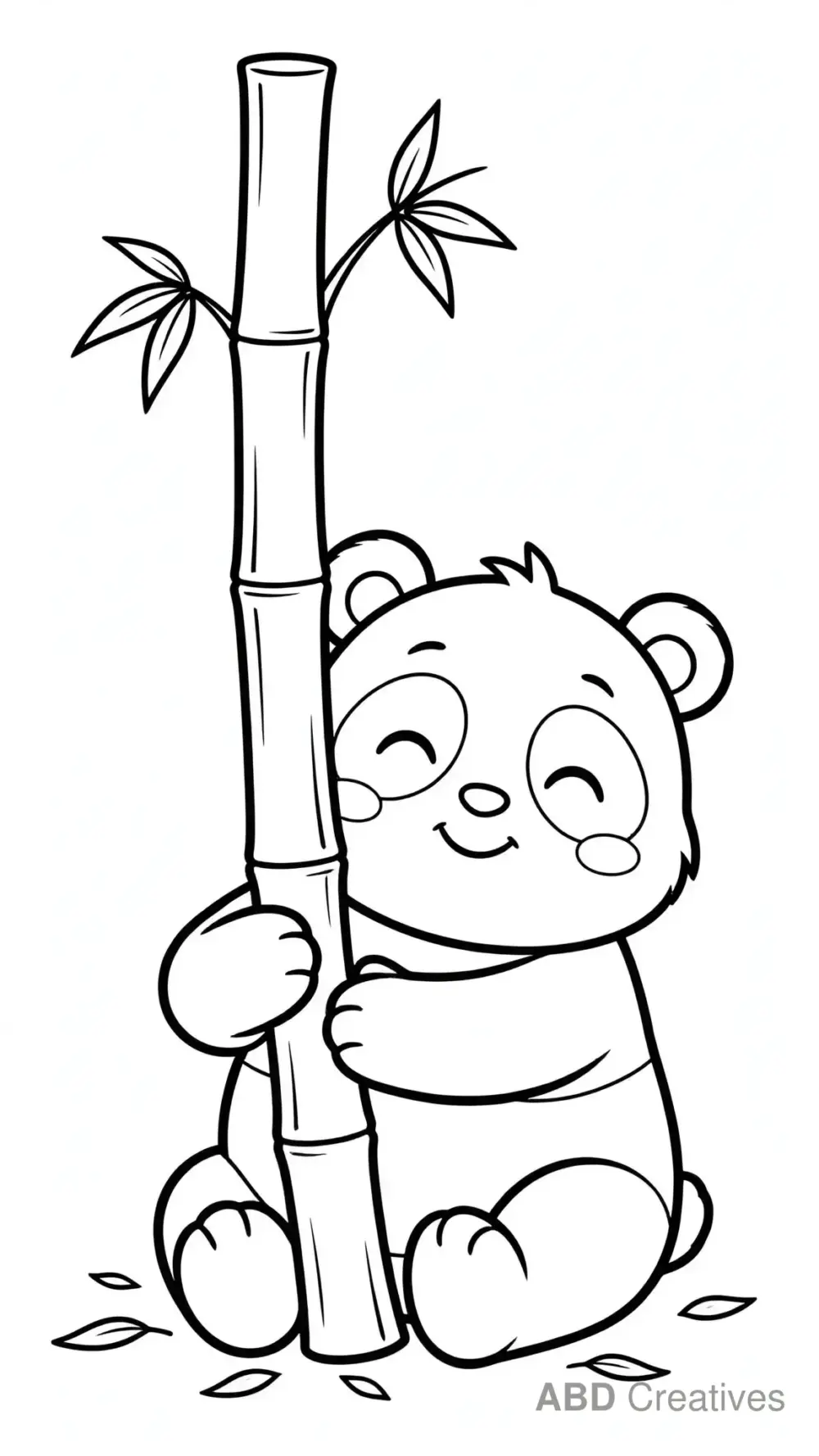 Panda Hugging a Bamboo Stalk Coloring Page