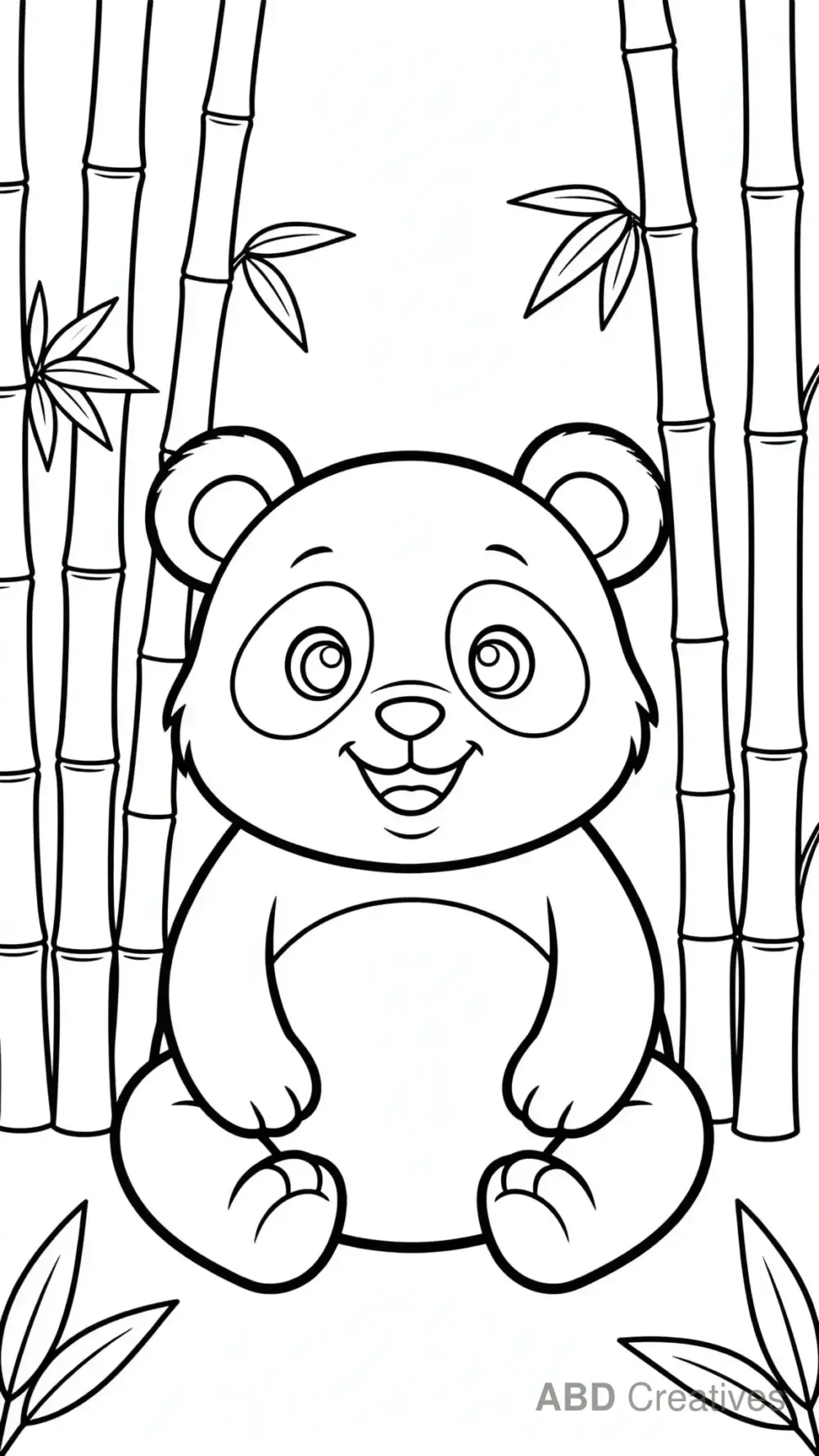 Panda Sitting in a Bamboo Forest Coloring Page