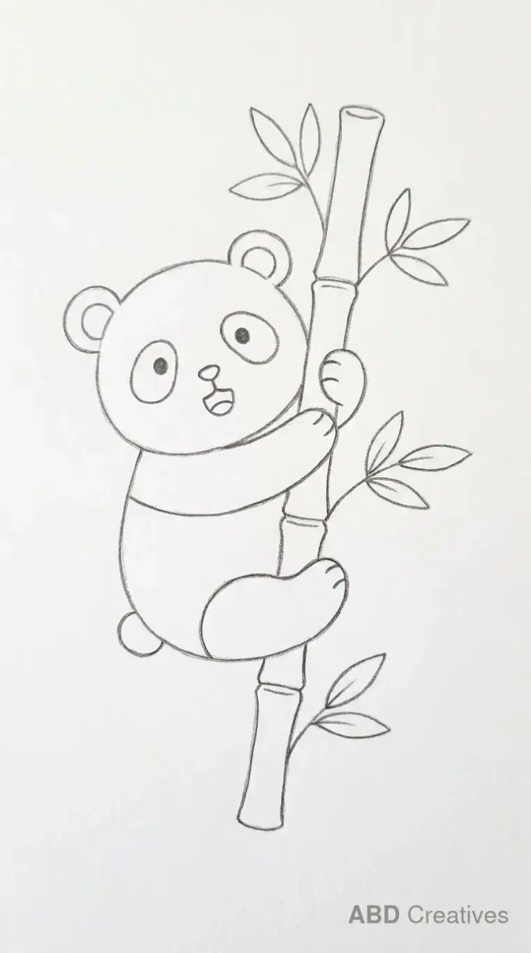 Panda Climbing a Bamboo Stalk
