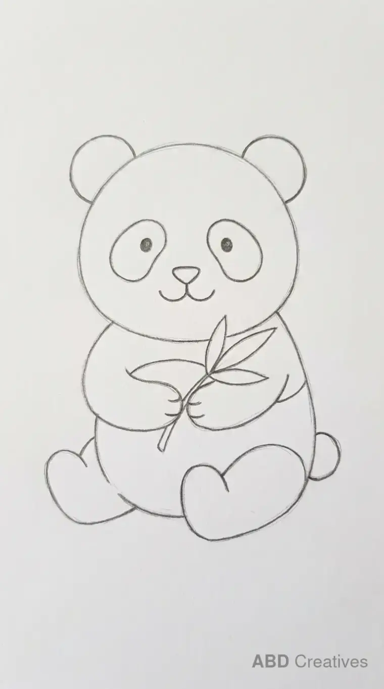 Panda Holding a Bamboo Leaf
