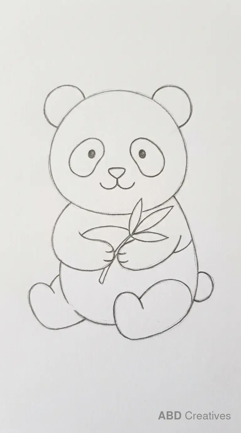 Panda Holding a Bamboo Leaf