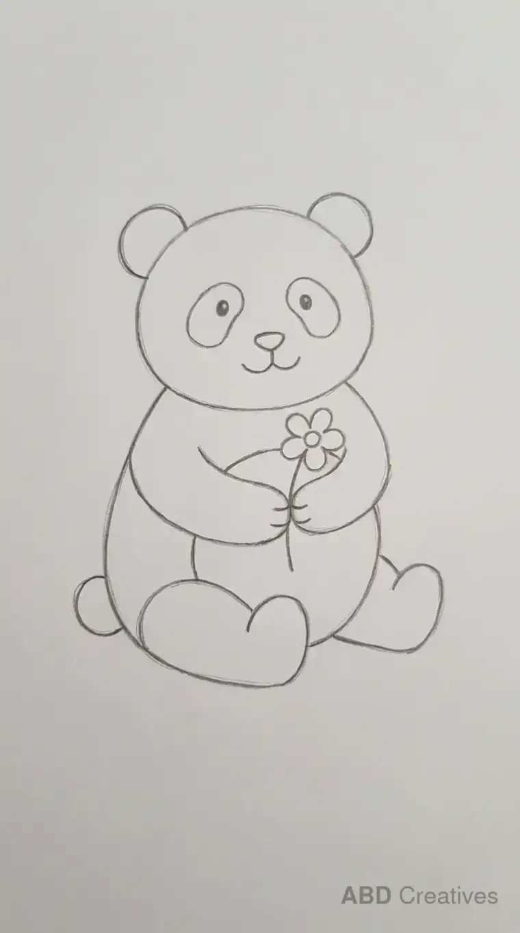 Panda Holding a Flower