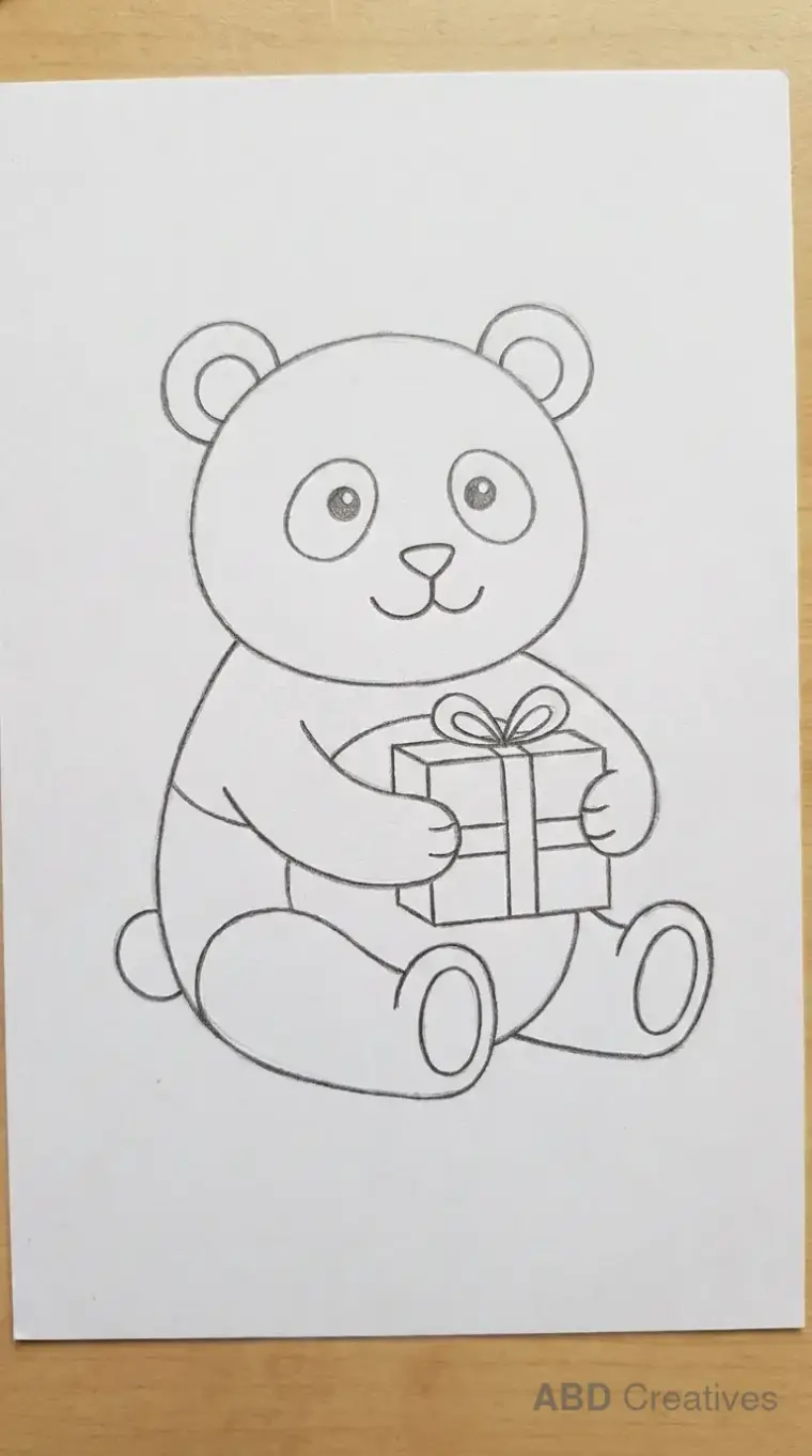 Panda Holding a Gift Box