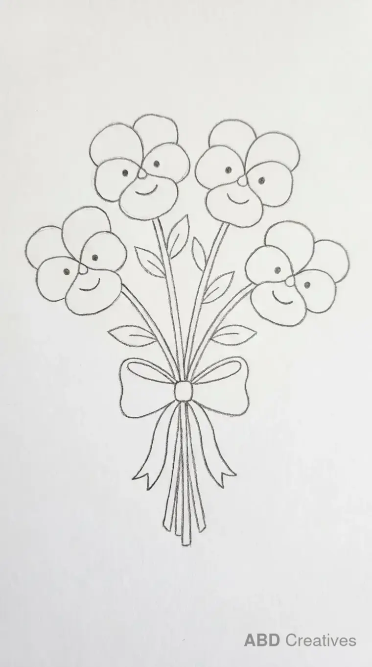 Pansy Bouquet Tied with a Bow Ribbon