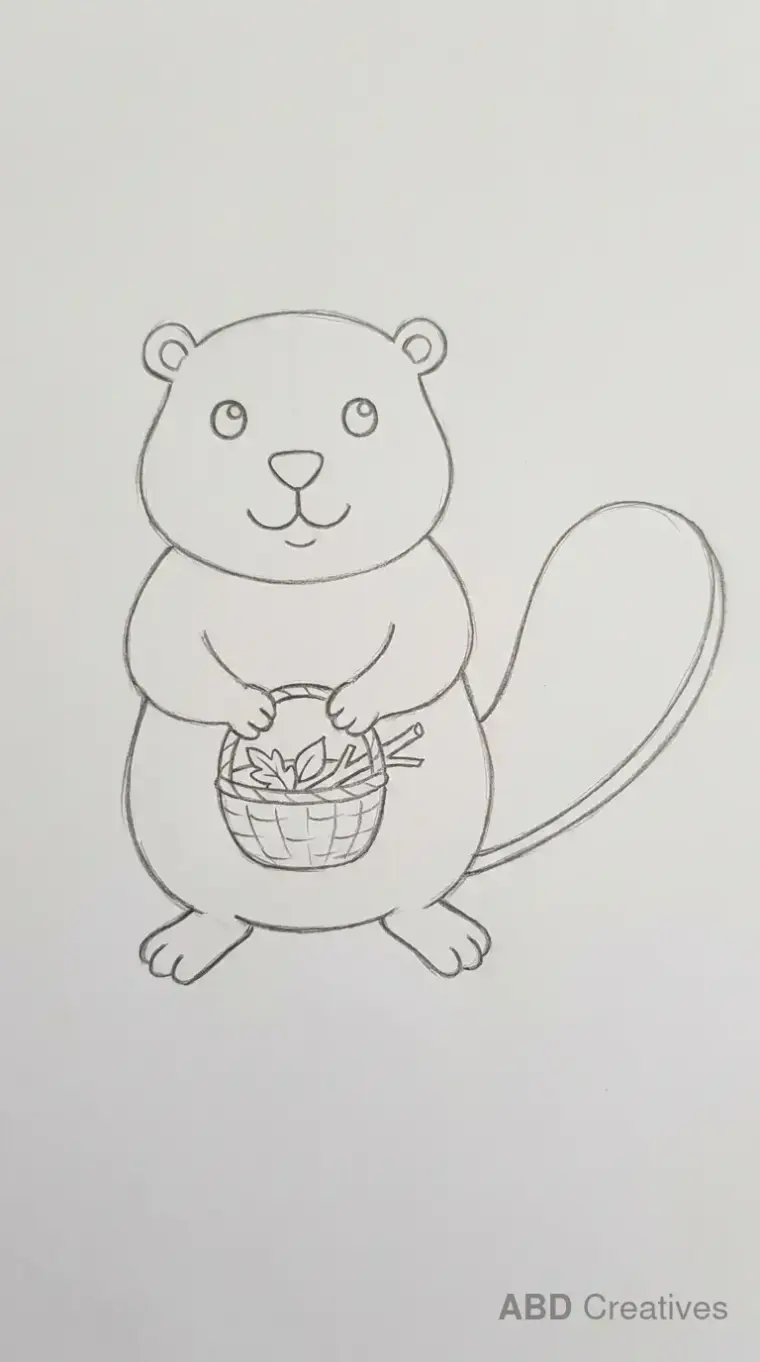 Beaver Carrying Basket Drawing