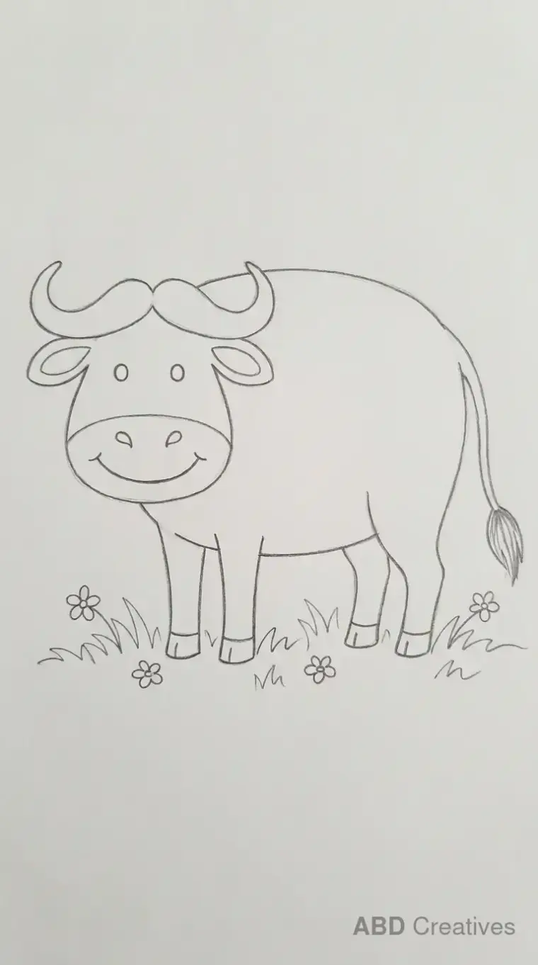 Pencil Drawing of a Buffalo