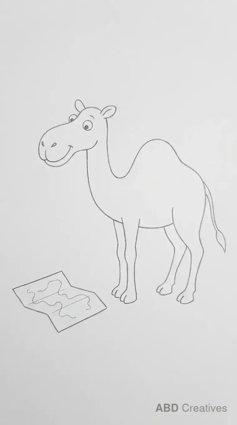 Pencil Drawing of Camel and Map
