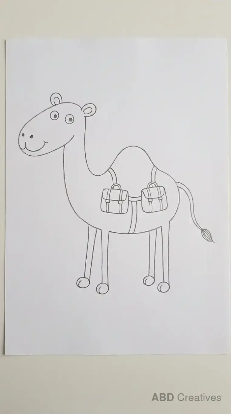 Pencil Drawing of Camel Carrying Saddlebags