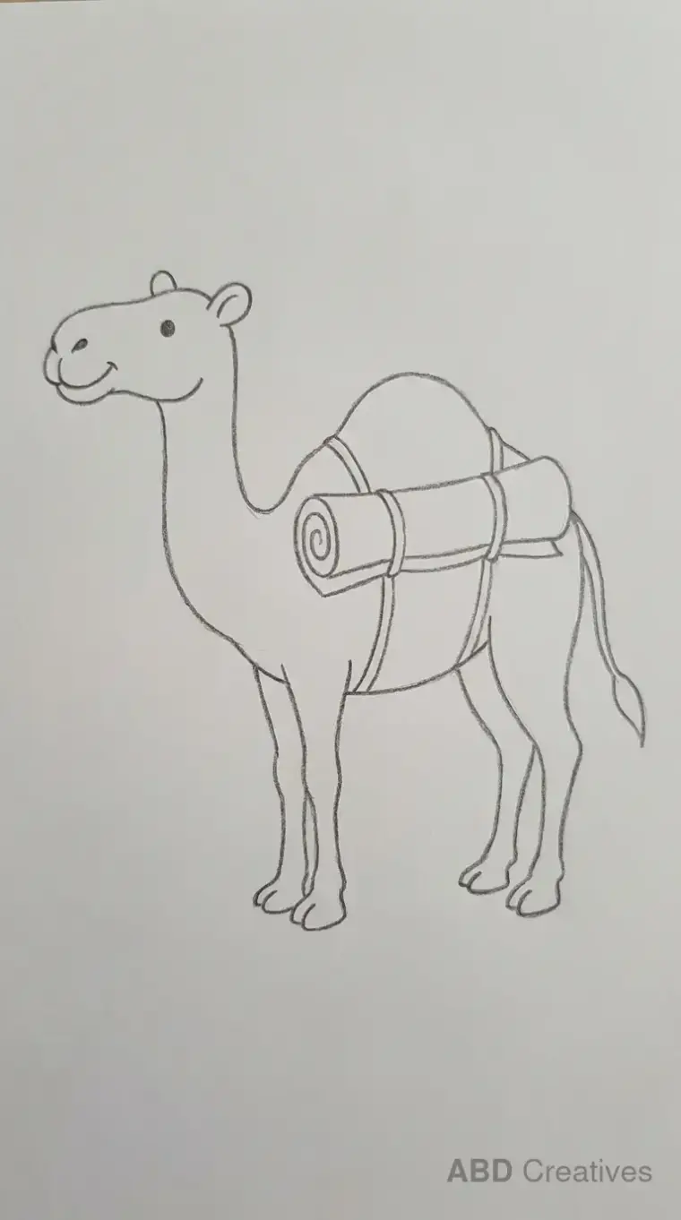Pencil Drawing of Camel Carrying Luggage