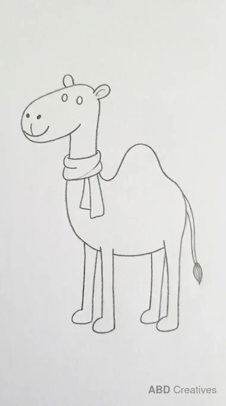 Pencil Drawing of Camel Wearing a Scarf