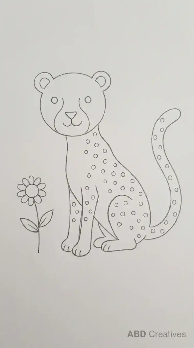 Pencil Drawing of Cheetah Sitting