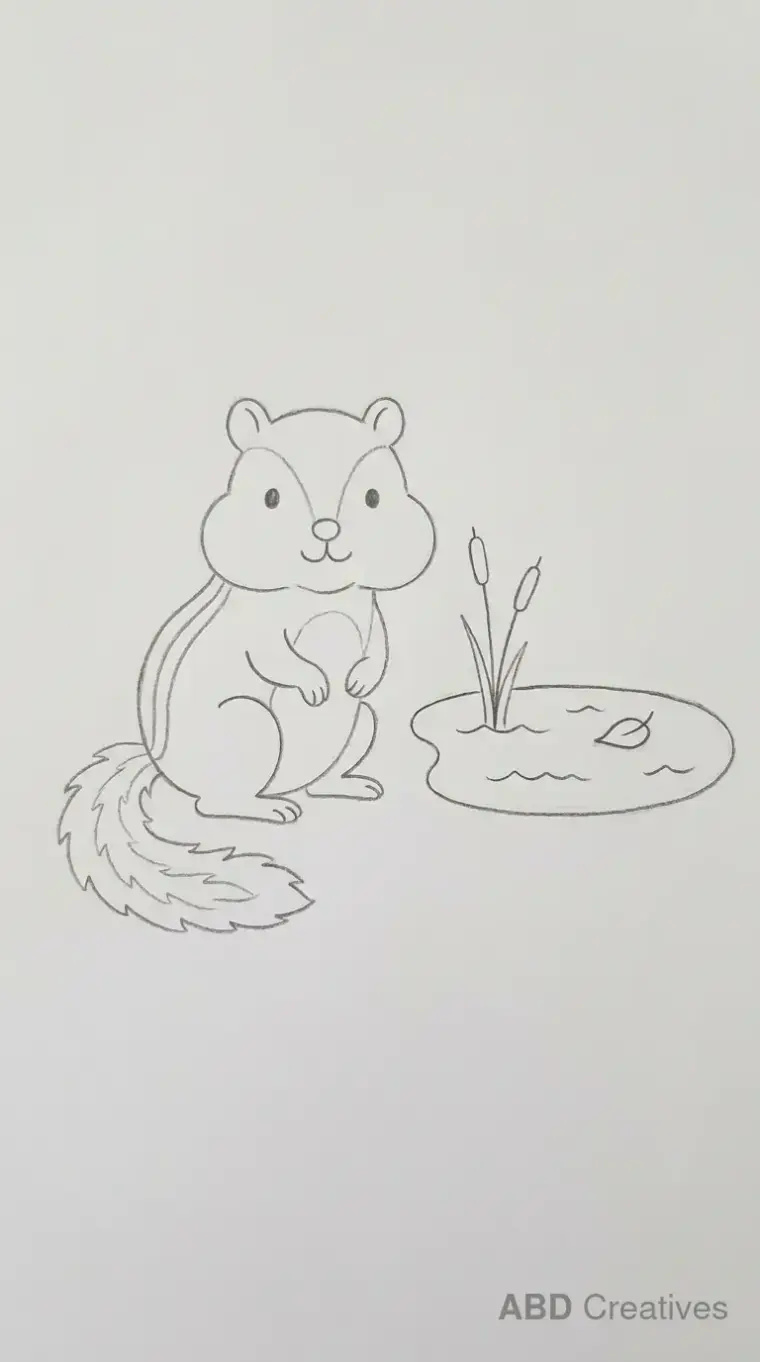 Pencil Sketch of a Chipmunk Sitting