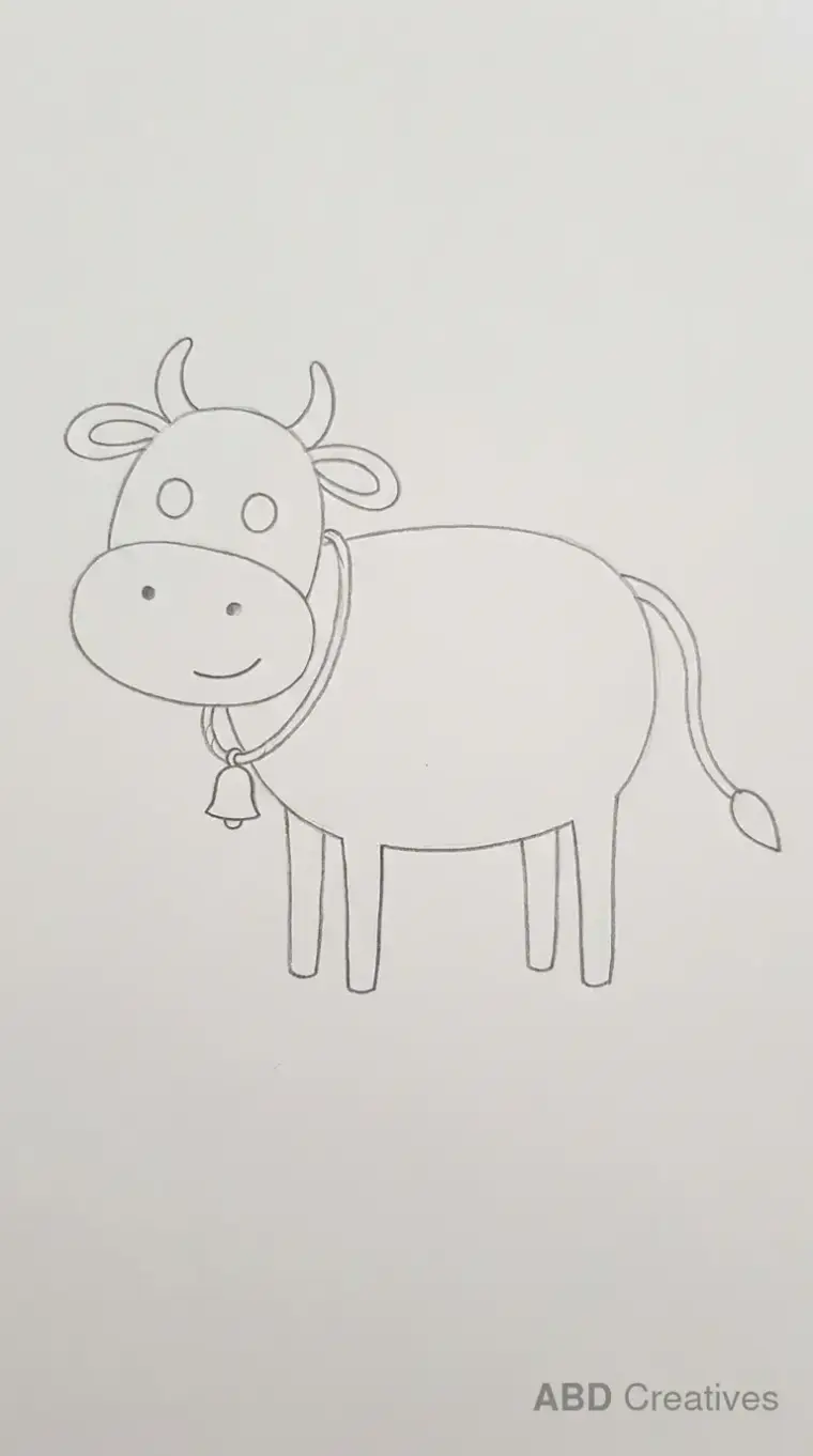 Simple Cow Drawing with a Bell
