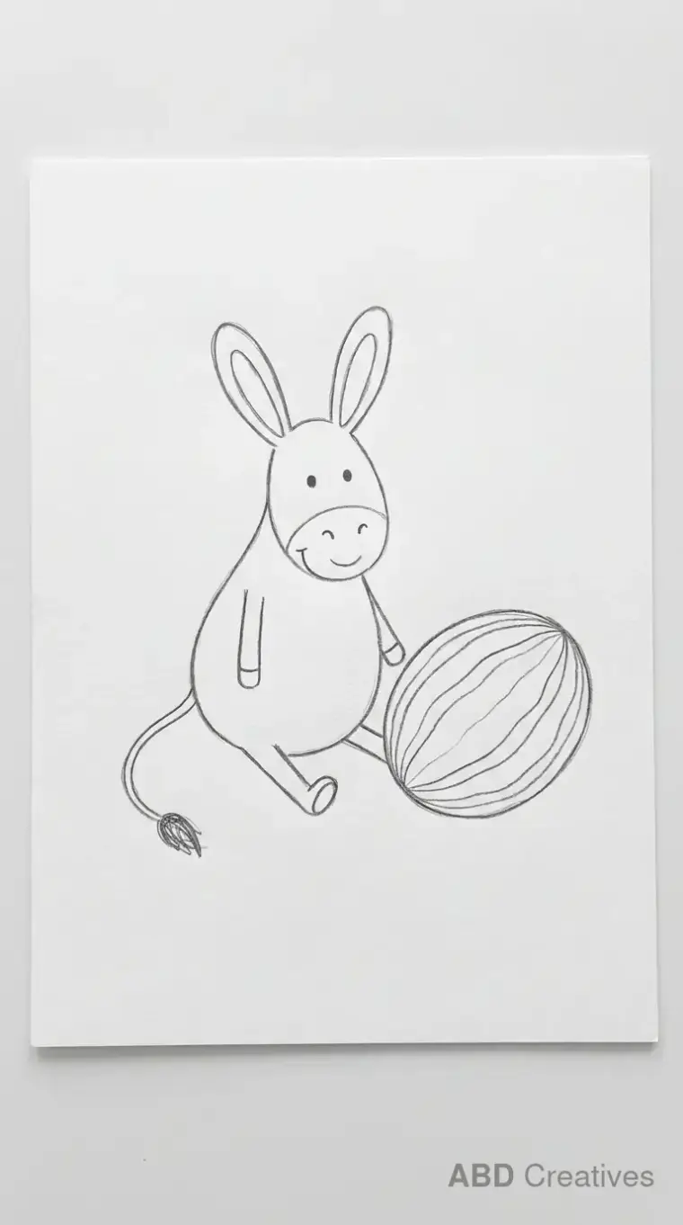 Pencil Drawing of Sitting Donkey