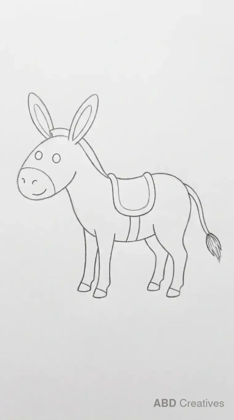 Pencil Drawing of Standing Donkey