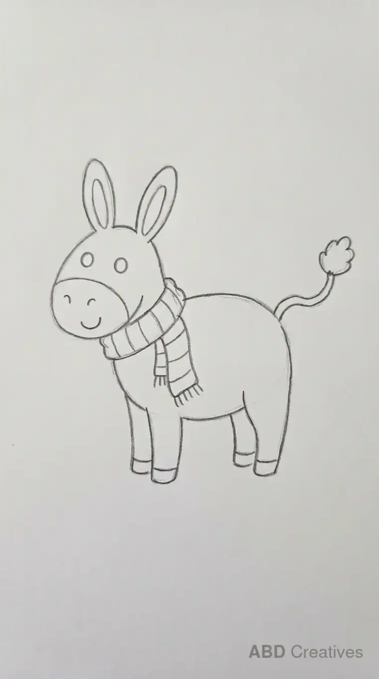 Pencil Drawing of Donkey Wearing a Scarf