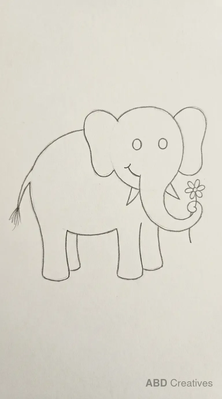 Elephant Holding a Flower