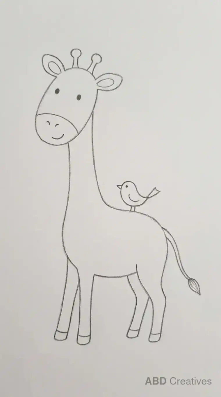 Giraffe with a Bird