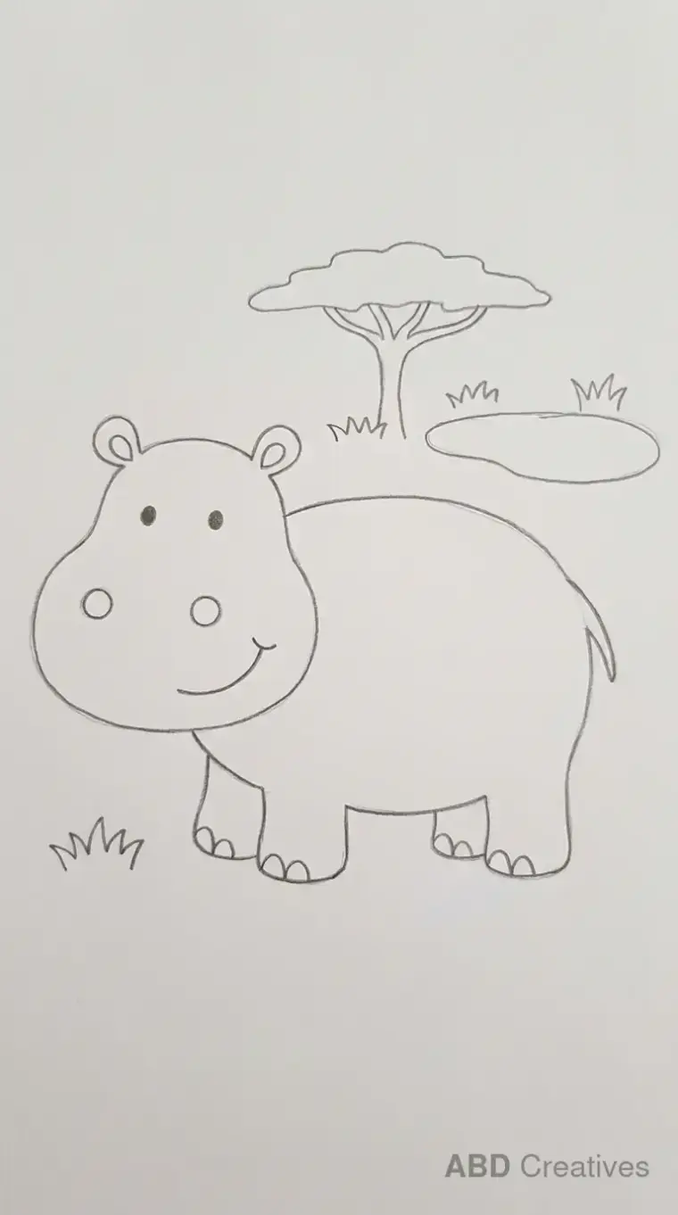Hippo Sitting Under a Balloon