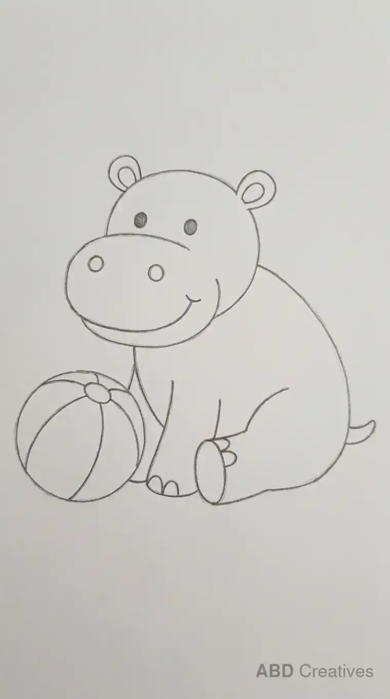 Hippo Sitting Holding a Ball