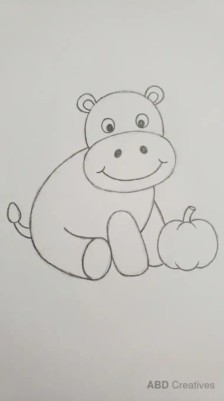 Hippo Beside a Pumpkin