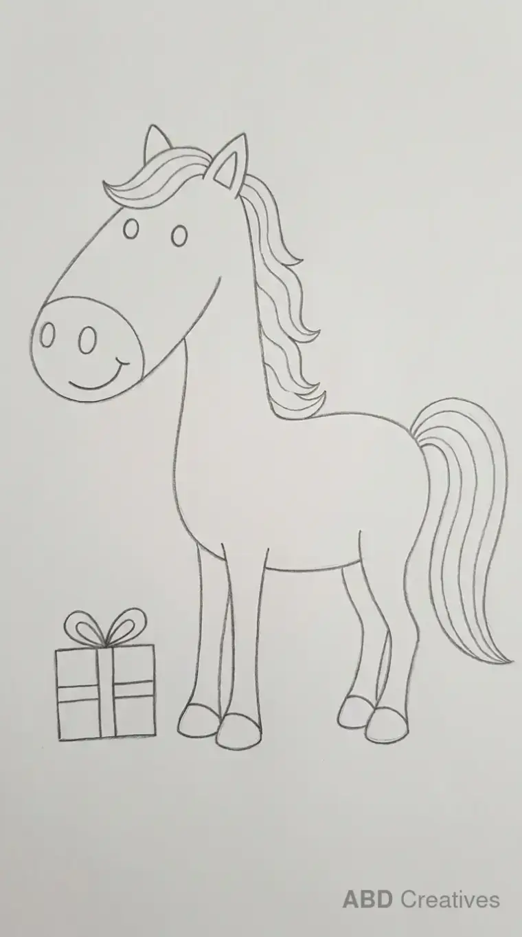 Horse with a Gift Box