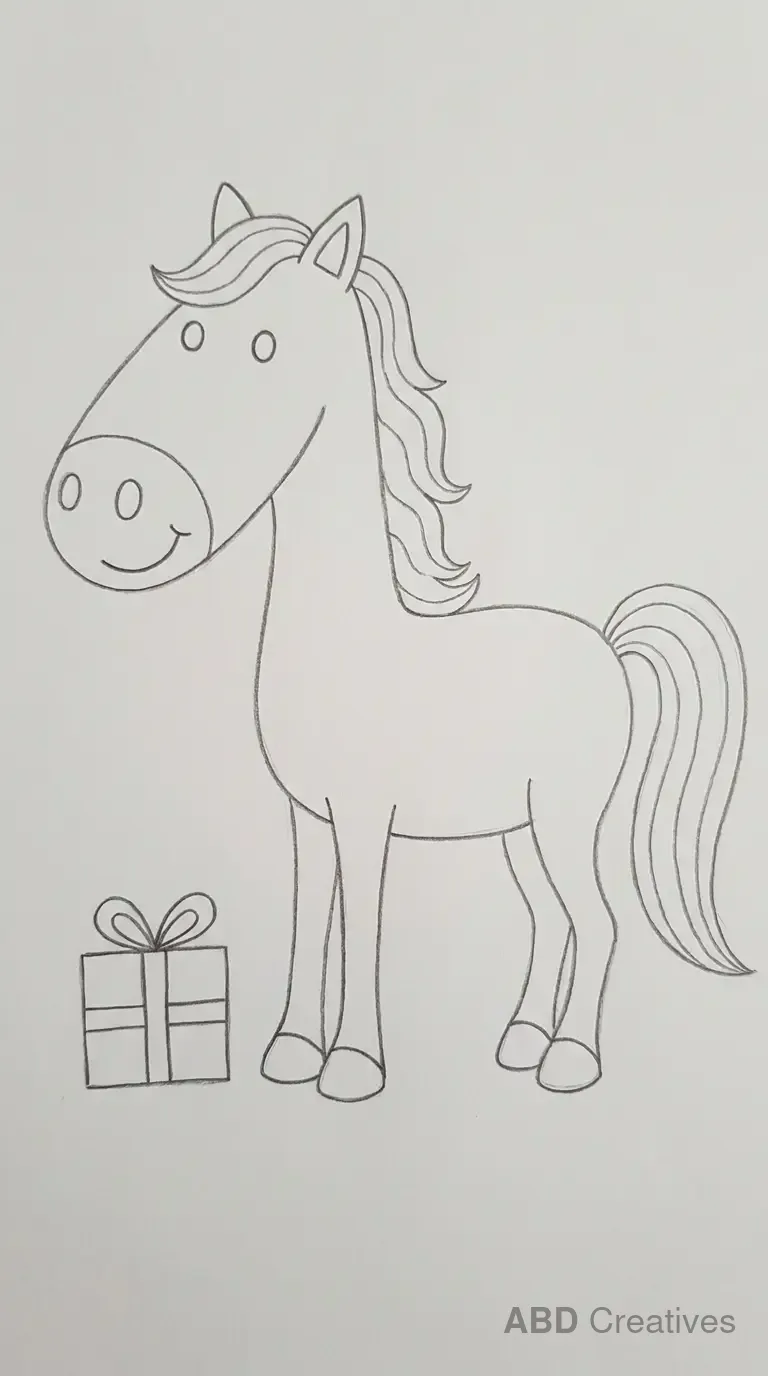 Horse with a Gift Box