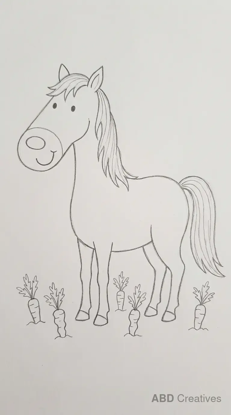 Horse Standing by Carrots