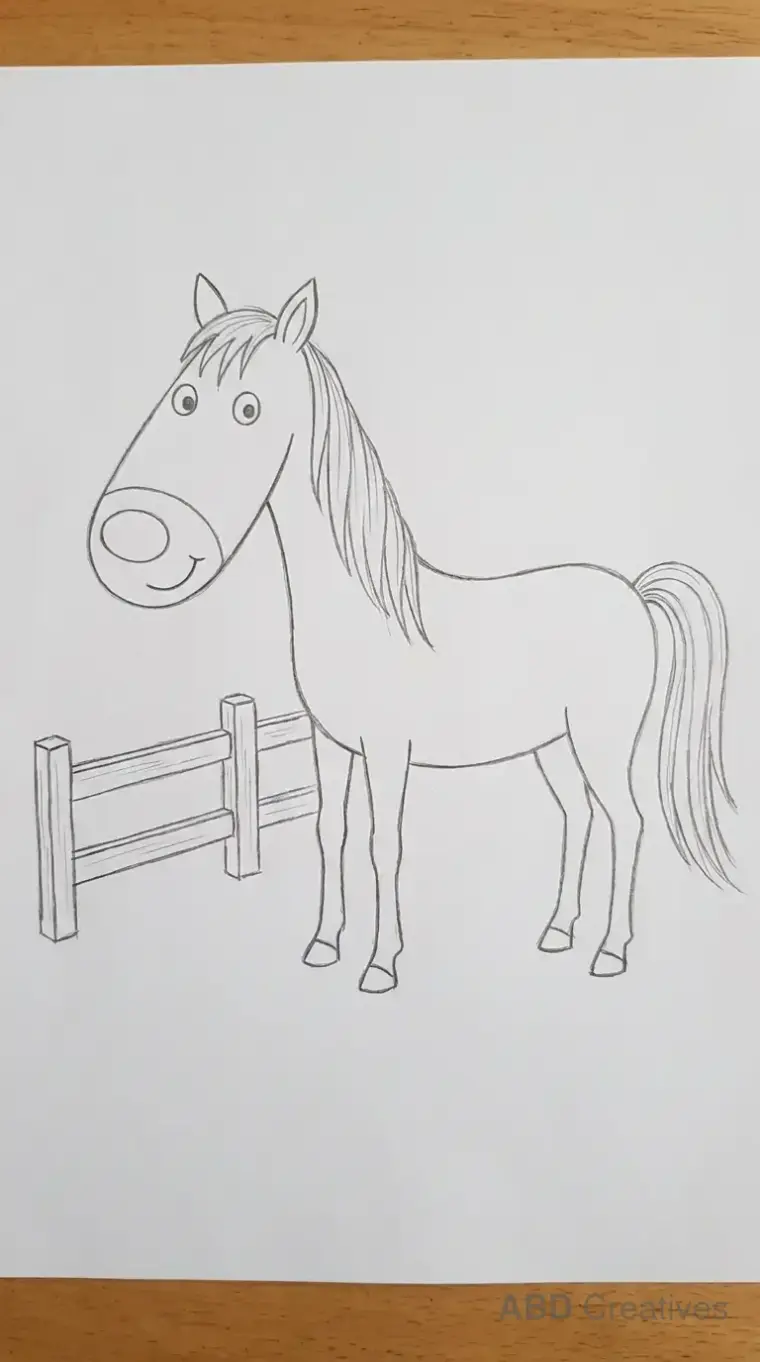 Horse Standing by a Fence
