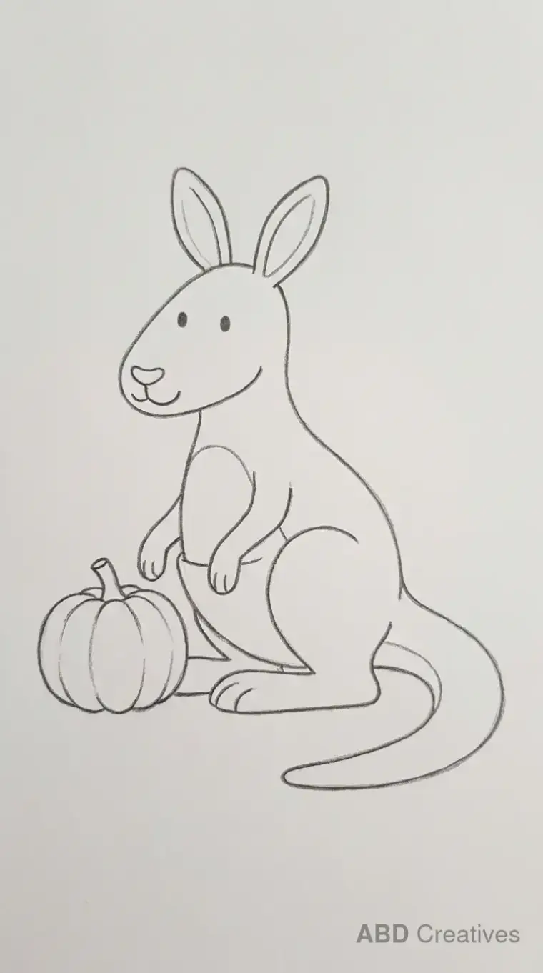 Kangaroo Standing by a Pumpkin
