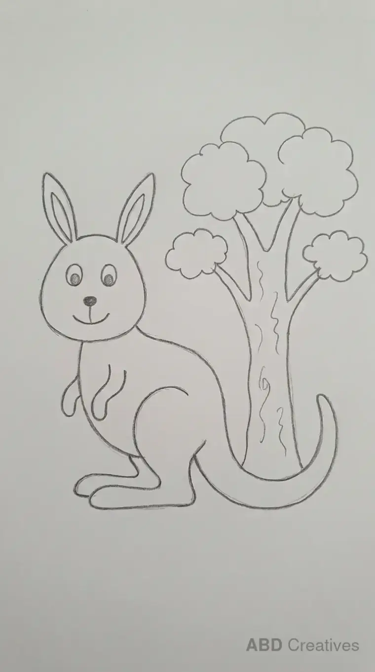 Kangaroo Sitting Beside a Tree