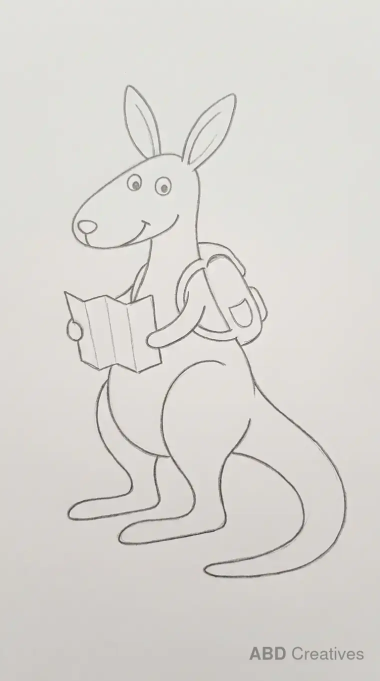 Kangaroo Sitting and Holding a Book
