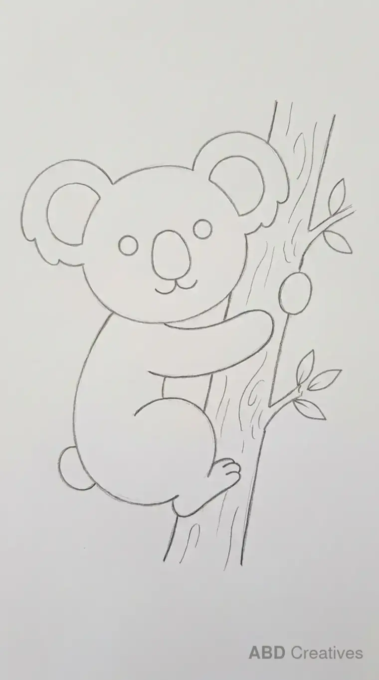 Koala Hugging a Tree Trunk