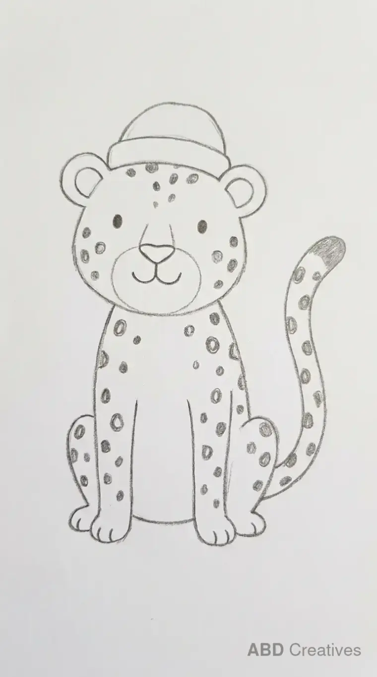 Pencil Drawing of Leopard Sitting