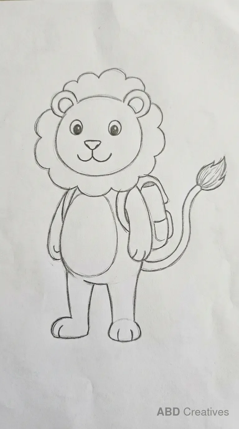 Lion Wearing a Backpack