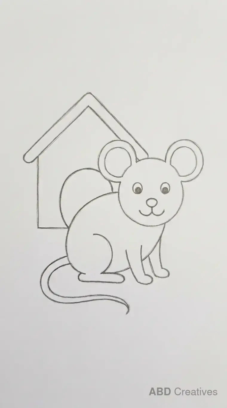 Mouse Beside House Drawing