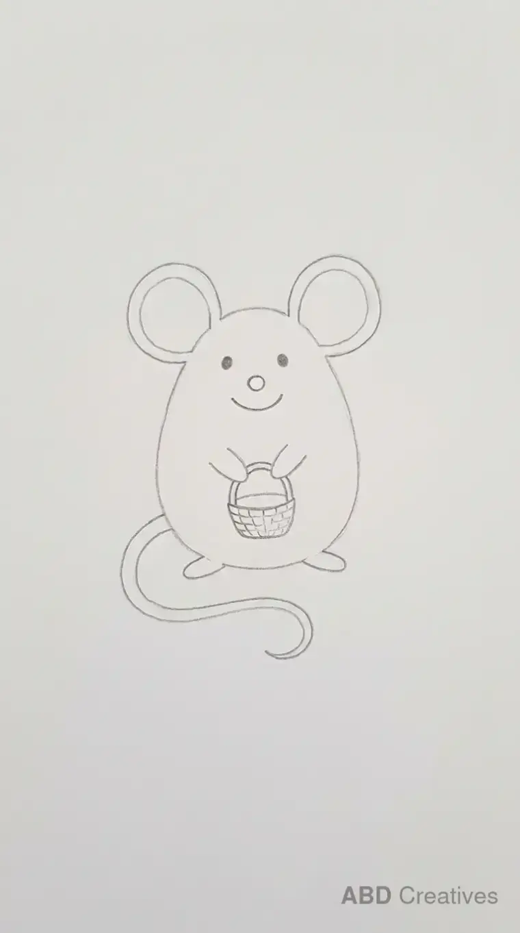 Mouse Holding Cupcake Drawing