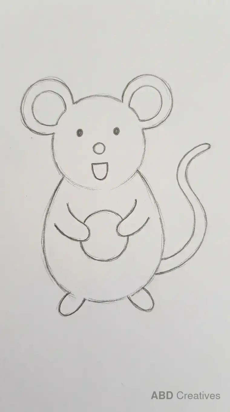 Mouse Holding Acorn Drawing