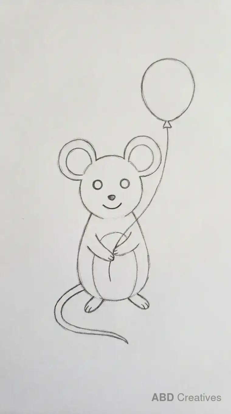 Mouse Holding Balloon Drawing