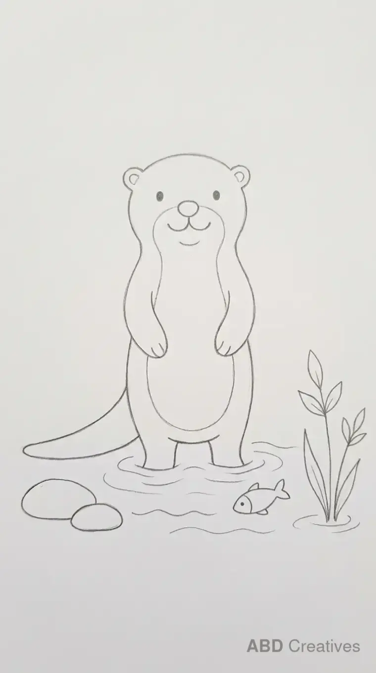 Simple Otter Pencil Drawing