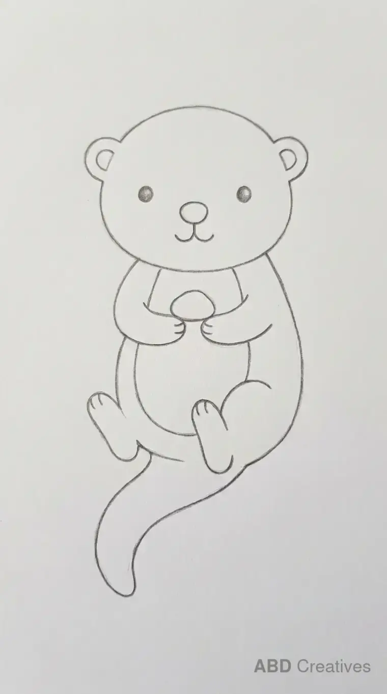 Otter Floating on Back Pencil Drawing