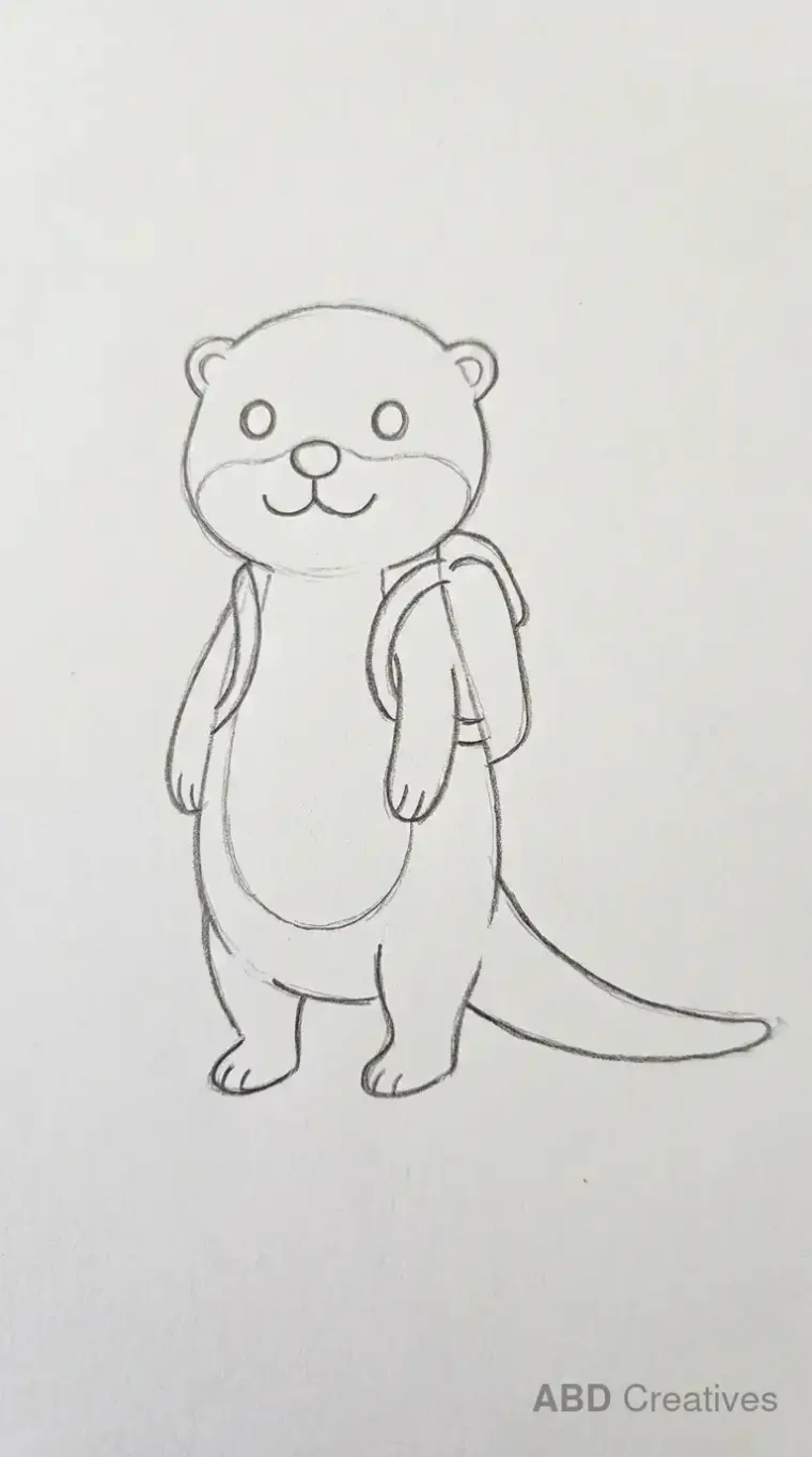 Otter Wearing Backpack Drawing