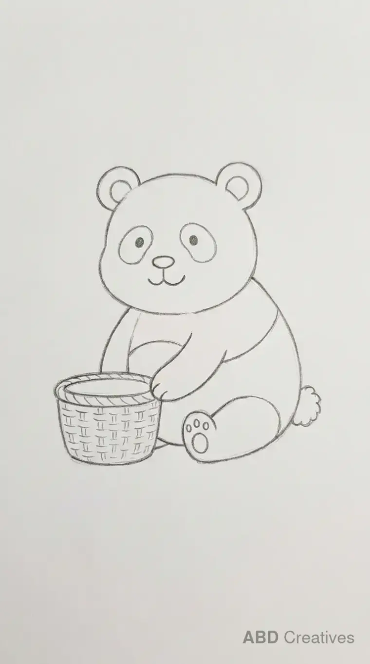 Panda Sitting With a Basket