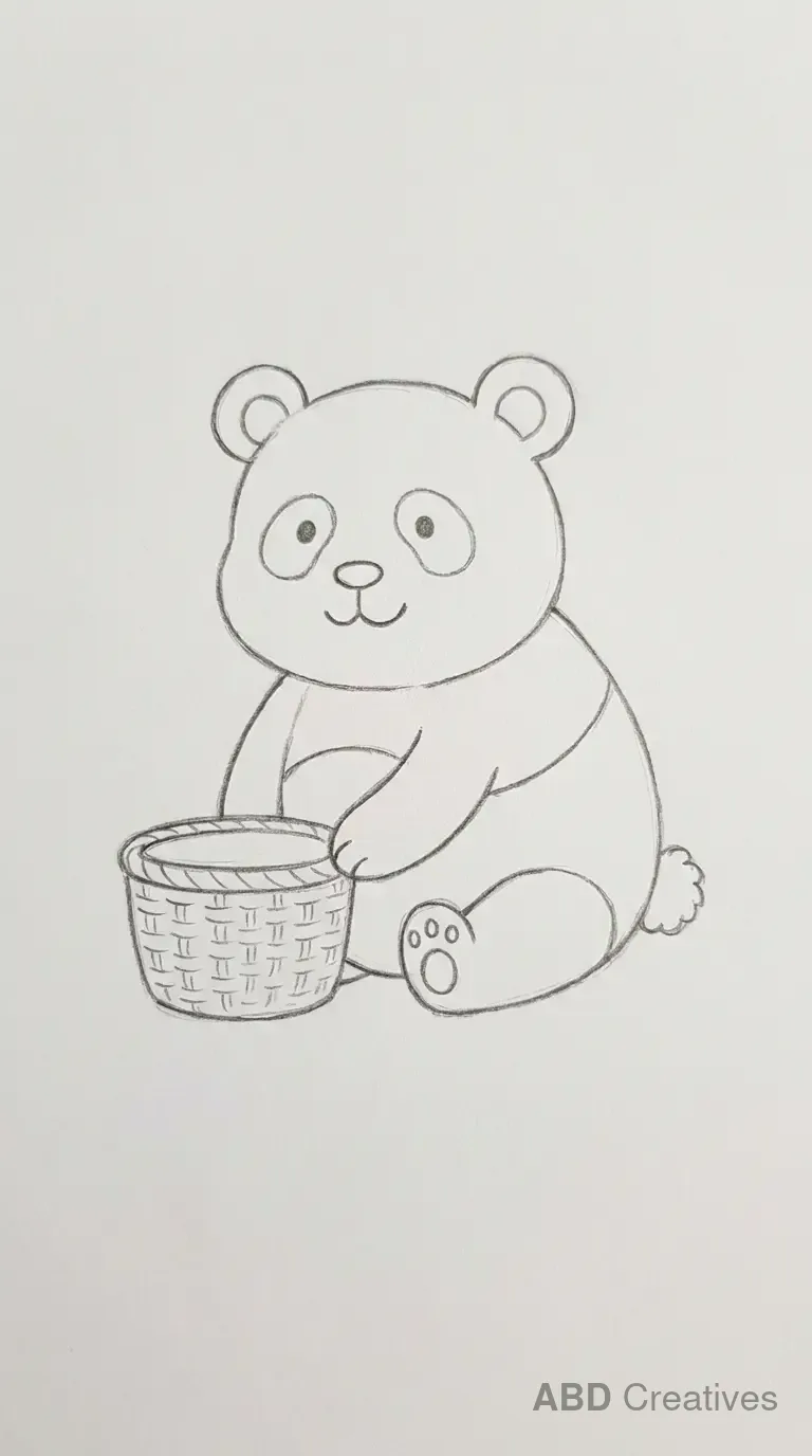 Panda Sitting With a Basket