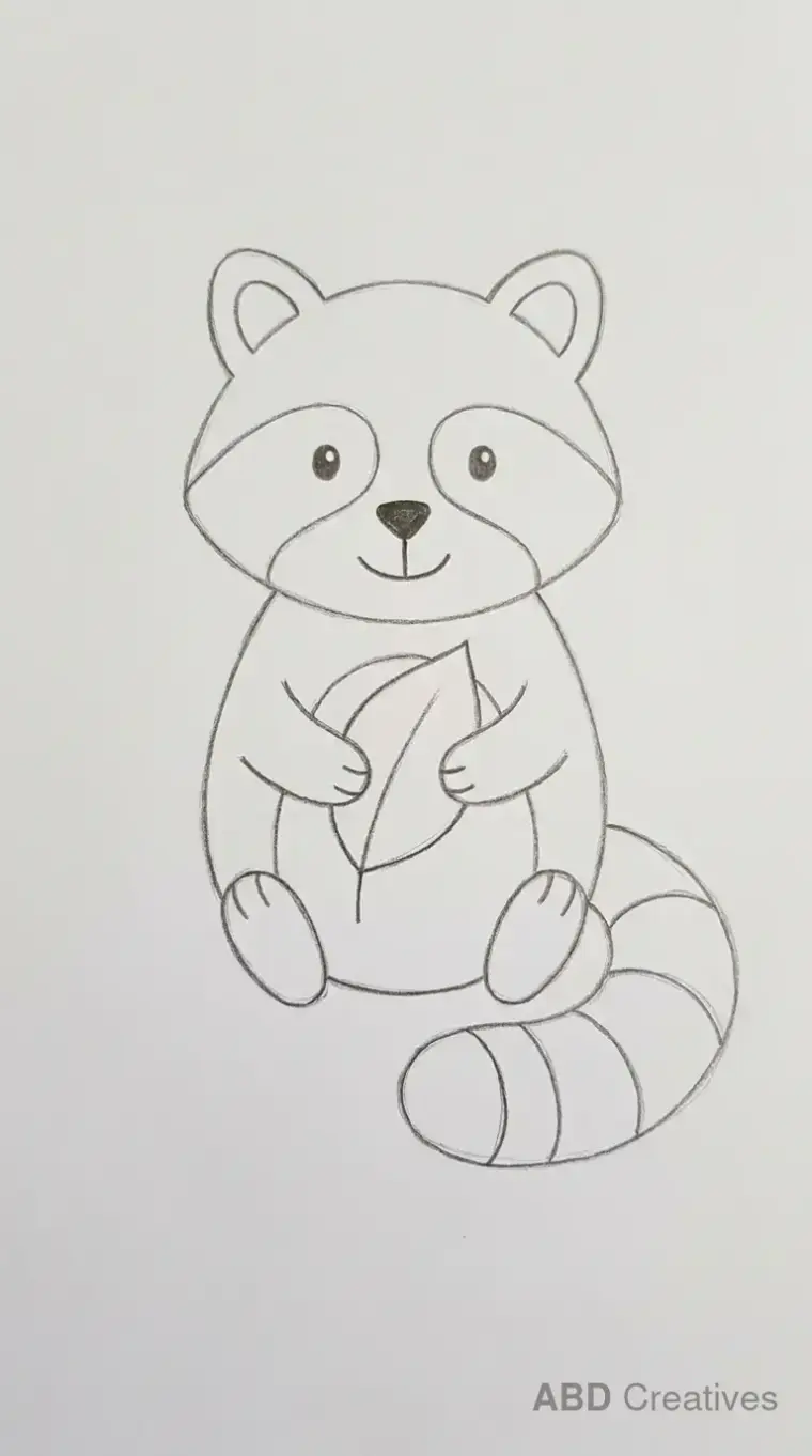Raccoon Holding Leaf Drawing