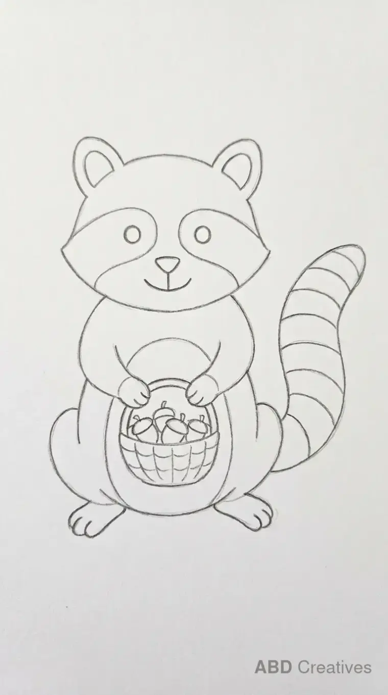 Raccoon Holding Basket Drawing