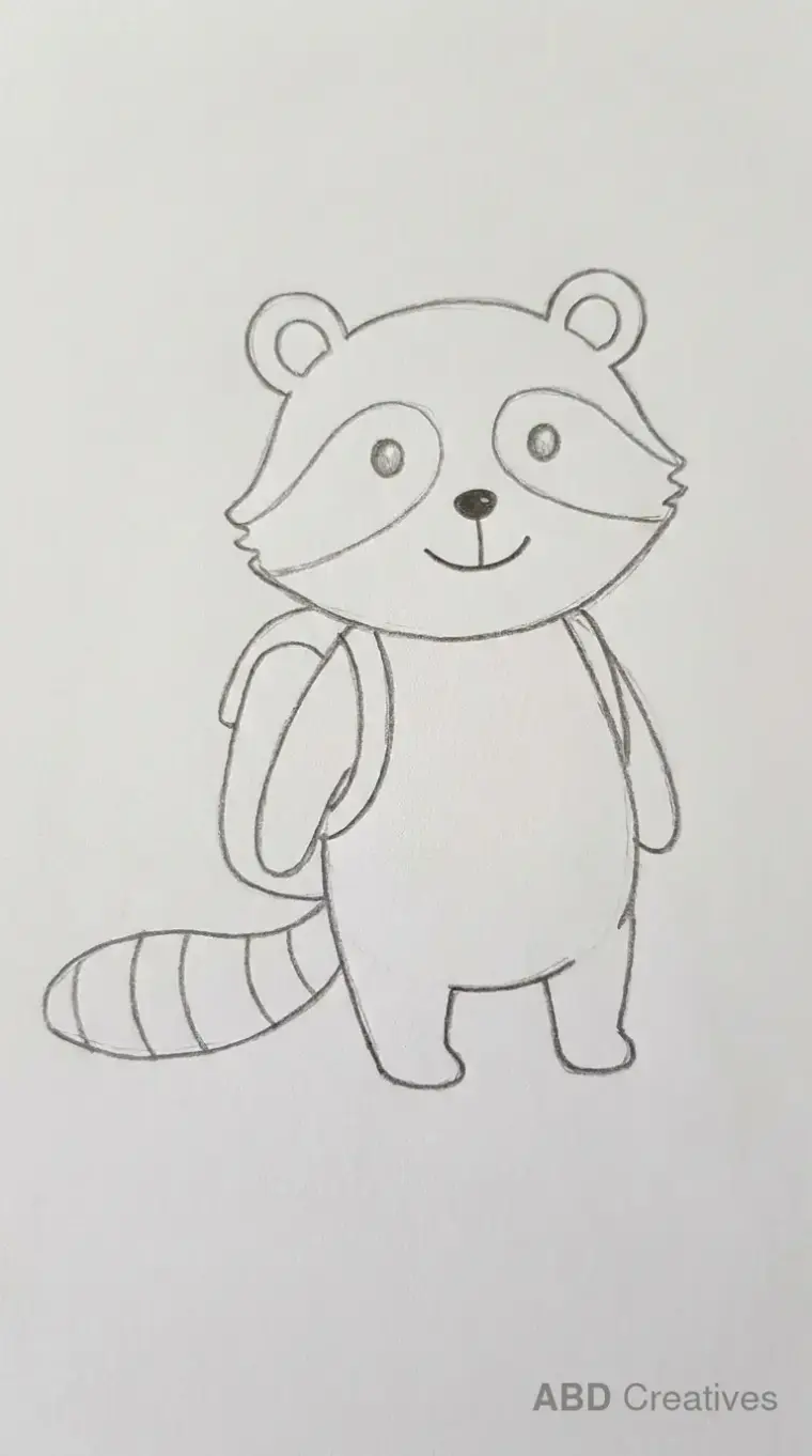 Raccoon Standing Outline Drawing
