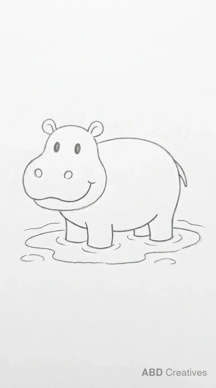 Hippo Relaxing Beside a Ball