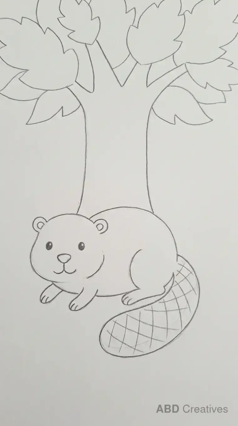 Resting Beaver Pencil Drawing