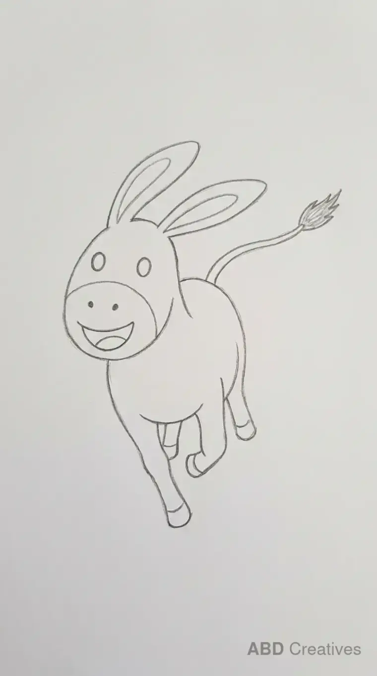 Pencil Drawing of Running Donkey